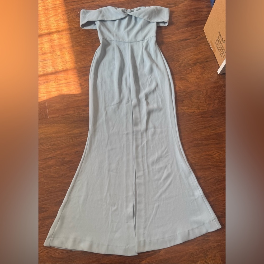 Lovers + Friends Danica Off The Shoulder Gown Maxi Front Slit NWT XS *FLAW*